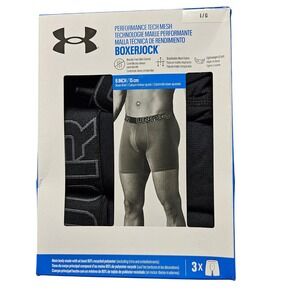 Under Armour Mens Boxerjock Performance Tech Mesh 6 Inch Boxer Briefs 3 Pack L